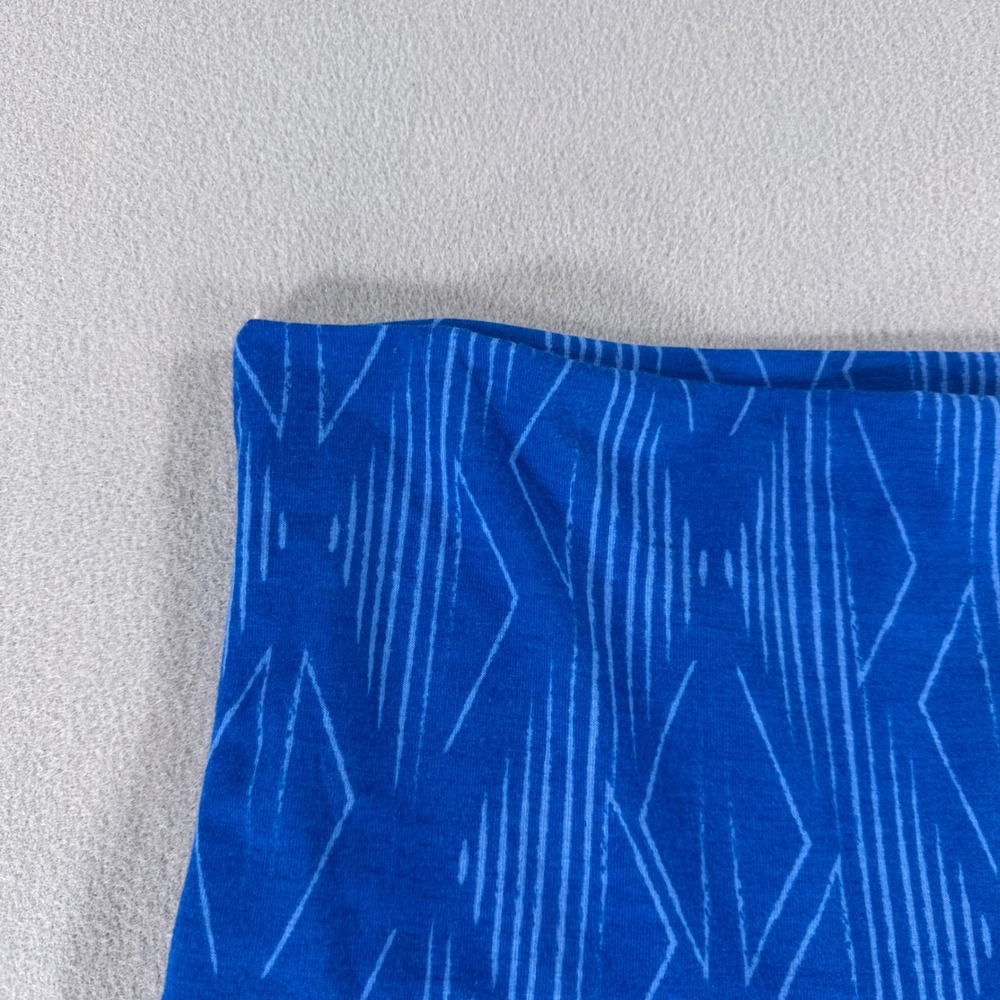 LuLaRoe Maxi Skirt Blue Geometric Diamond Print Fold Over Waist M - Picture 6 of 10